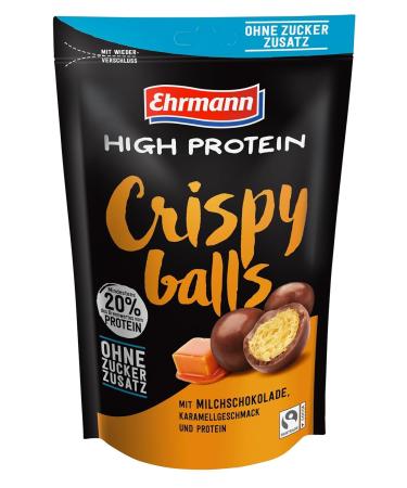 General Ehrmann High Protein Crispy Balls - Sugar-Free White Chocolate Caramel & Milk Chocolate - 330g Fairtrade Cocoa Snack - Ideal for Health-Conscious Shoppers - Buy Online on GoSupps.com
