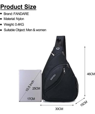 Fandare Ultralight Waterproof Shoulder Bag for Men - Sling Chest Bag with Headphone Hole & Reflex Strip for Hiking Cycling & Travel - Buy Online on GoSupps.com
