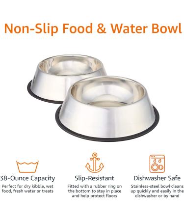 Amazon Basics Stainless Steel Dog Bowl Set - 2 Pack - Buy Online on GoSupps.com