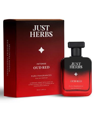 Justi Her'bs Intense Oud Red EDP Perfume Spray for Men Long Lasting Up to 8 Hours Pure Fragrance Eau Da Parfum Mens Body Spray - 50 ml