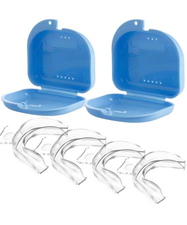 Teeth Whitening Trays 4 Pcs with 2 Travel Storage Cases BPA Free Moldable Trimmable Thin Mouth Trays Dental Tooth Whitener Bleaching Trays