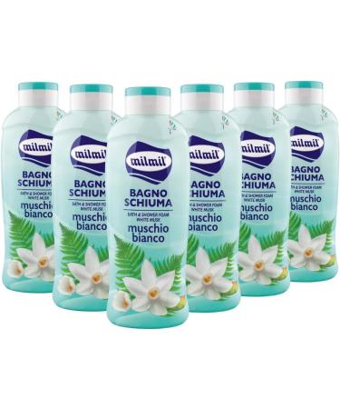 Milmil Foaming Bath White Foam Scent Dermatologically Tested Physiological pH - 6 x 1000 ml