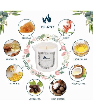 Buy MELONY Soy Massage Oil Candle - Coconut 8.1OZ | Intensive Skin Treatment with Almond Oil Shea Butter & Cocoa Butter | Ideal for Massage & Moisturizing | International Shipping Available - Buy Online on GoSupps.com
