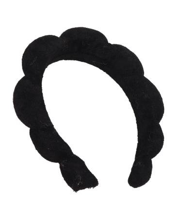 Verdant Touch Puffy Spa Headband Terry Cloth Padded Face Wash Makeup Remover for Skin Care, Face Washing, Black