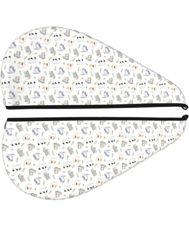 Watercolor Cat & Leaf Microfiber Hair Towel | Super Absorbent Quick Dry Hair Wrap for Women | Coral Velvet for Long Curly & Thick Hair - Buy Online on GoSupps.com