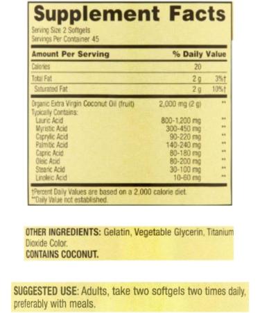 Spring Valley Extra Virgin Coconut Oil Softgel Capsules 1000mg, 90 Count with STS Sticker - Buy Online on GoSupps.com