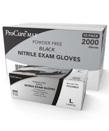 Disposable Black Nitrile Gloves Large 2 000 Count Case - Heavy Duty 4 Mil Thick - Powder Free Rubber Latex Free Medical Exam Grade Cooking and Food Safe - Soft with Textured Tips 2000 Large