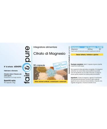 Fair & Pure - Magnesium citrate - 300 mg pure magnesium per daily dose - 90 capsules - Buy Online on GoSupps.com