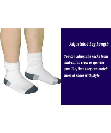 Women's Diabetic Crew Socks - Non-Binding, Full Cushioned, Moisture Wicking - 3 Pairs, Size 9-11, White/Grey - Ideal for Diabetes & Neuropathy - Buy Online on GoSupps.com