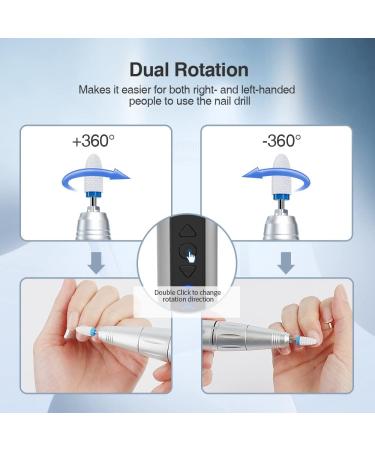 TOUCHBeauty 8 in 1 Electric Cordless Manicure Pedicure Nail Files Set Dual Rotation Electric Manicure Drill Set 8 Versatile Attachments 5 - Speed Motor Fast Rotation (30000 RPM) AG-2137 - Buy Online on GoSupps.com