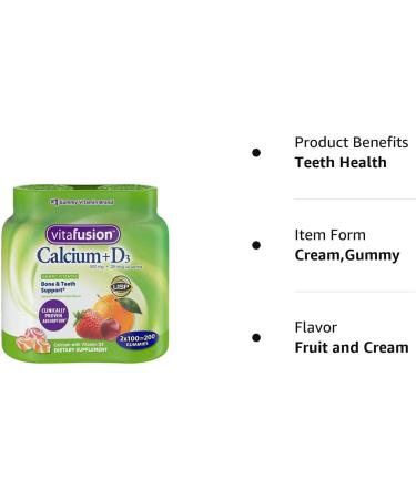 Calcium Gummies HES Vitamins for Adults 500mg (2 Pack) - Fruit & Cream 200 Count - Buy Online on GoSupps.com