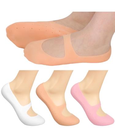 Jadive 3 pairs of silicone socks Moisturizing socks for women and men's foot anti -crack socks foot protection moisture socks Foot care products (L)