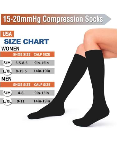 Compression Socks for Men and Women - Pack of 7, Large/X-Large - Ideal Support for Running, Athletic, Nursing, and Travel - Black/White/Gray/Yellow/Brown - Buy Online on GoSupps.com