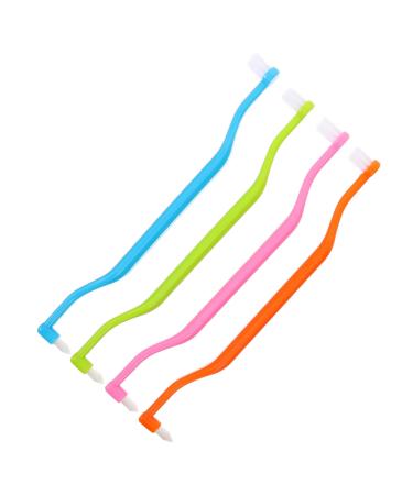 Iwowhero 4 double -headed toothbrush ergonomic toothbrushes household toothbrushes professional tooth cleaning dental brushes manual conical toothbrushes between room brushes clean