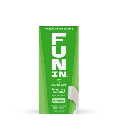 Fun In by Sun In Temporary Hair Color Green - Easy Brush Applicator Washes Out in One Shampoo Gluten-Free Paraben-Free Alcohol-Free Cruelty-Free