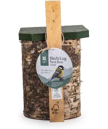 Natural Birch Log Nest Box 32mm Hole - popular with Great Tits Pied Flycatchers Tree Sparrows and House Sparrows - Buy Online on GoSupps.com