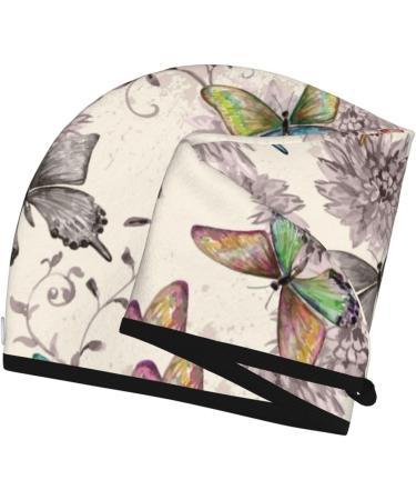 Flying Butterflies Microfiber Hair Towel - Soft Super Absorbent Wrap for Long Curly & Thick Hair | Quick Dry Coral Velvet Cap for Women - Buy Online on GoSupps.com