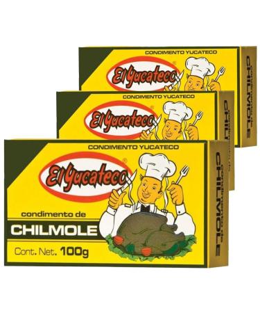 El Yucateco Chilmole Paste 100g (Pack of 3) / Mexican Habanero Roasted Chilli Peppers Paste For Cooking Meat Marinade