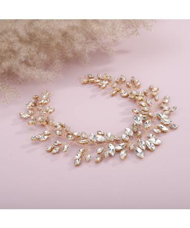JWICOS Crystal Wedding Headband Bridal Hair Vine - Gold Prom Hair Accessories - Buy Online on GoSupps.com