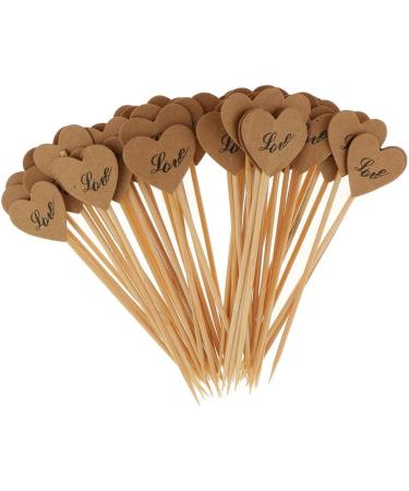 misppro 50 Pieces Kraft Paper Heart Cupcake Topper Food Picks Wedding Decoration Love Prints - Buy Online on GoSupps.com
