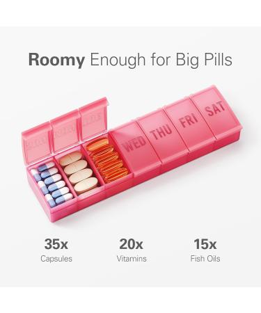 Extra Large 7 Day Pill Box Organiser Weekly Vitamin Case Box Large Capacity Compartments BPA-Free Medication Organiser Daily Pill Case to Hold Vitamins Cod Liver Oil and Medication-Red - Buy Online on GoSupps.com