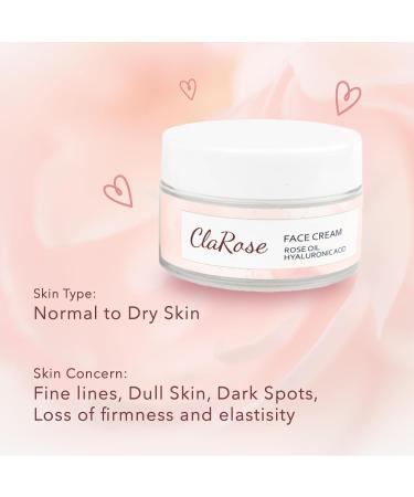 ClaRose Hyaluronic acid Anti-ageing Face Cream with 100% Natural & Organic Rose oil 50 ml - Buy Online on GoSupps.com