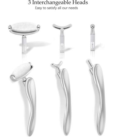 I B N G Jade Face Roller | Facial Tools for Women | 3 Interchangeable Heads | Skin Care & Massage Beauty Tools - Buy Online on GoSupps.com