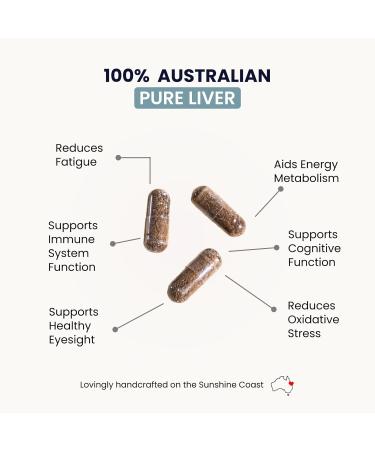 Organic Collagen Australia Pure Liver Capsules - Grass-Fed & Pasture-Raised Source of B12 Energy Immune Support Muscle Strength & Metabolism Aid (120 Capsules) - Buy Online on GoSupps.com