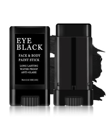 Eye Black Stick for Football Baseball Softball Smooth High Pigmented Eyeblack Stick Black Body Face Paint Stick for Sports Halloween Cosplay Makeup - Black