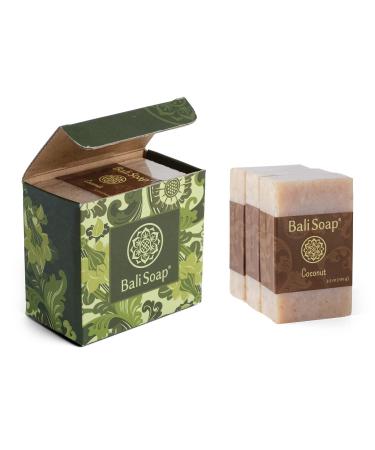 Bali Coconut Natural Soap Bar for Men & Women - Handmade Exfoliating Soap - 3 Pack 3.5 Oz - Vegan Body, Face, and Bath Soap - Buy Online on GoSupps.com