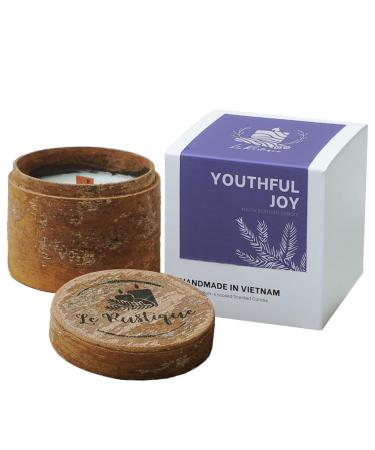 Youth Scented Candle Soy Candle With Peppermint Rose Absolute Cypress Essential Oils 3.2oz 24Hours Burn Time - Aromatherapy Candle For Stress Relief Candle Fall Scents Cinnamon Smooth Box