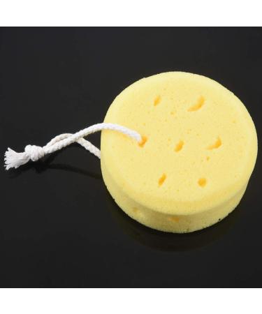 Trooth Yellow Round Bath Body Shower Sponge with Hanging Loop - Buy Online on GoSupps.com