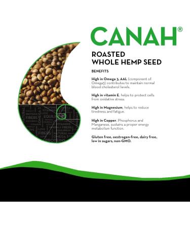 Canah Organic Whole Hemp Seeds - Roasted 1 kg Vegetarian High in Protein Fiber Omega 3 & Omega 6 Amino Acids Vitamins and Minerals Certified Kosher - Buy Online on GoSupps.com