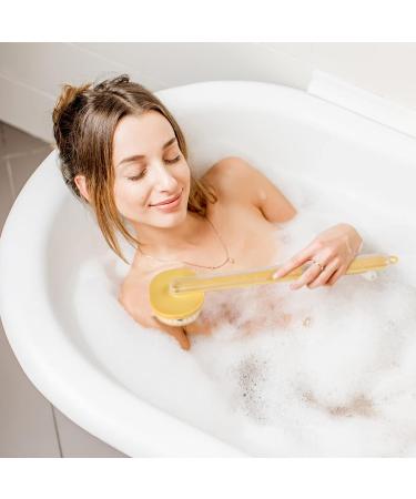 2Pcs Long Handle Bath Massage Cleaning Brush with Soap Dispenser - Back Scrubber and Exfoliating Bath Brush - Buy Online on GoSupps.com