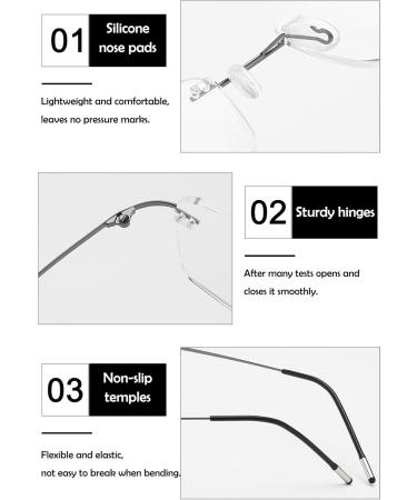 Koosufa Titan Borderless Reading Glasses | Blue Light Filter | Ultra-Light Frameless | Anti-Fatigue | Strengths 0.0 to 4.0 | Unisex Workplace Glasses - Buy Online on GoSupps.com