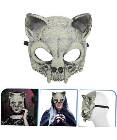 Homsfou Halloween Mask - Cat Skull Half Face Costume with Ears | 3D PU Party Props for Cosplay - Buy Online on GoSupps.com