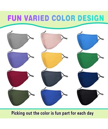 12 Pack Kids Masks - Reusable Washable Cute Boys Girls Face Masks - Breathable Adjustable School Mask for Children in Various Colors - Buy Online on GoSupps.com