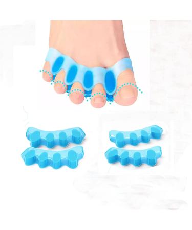 gwazi 2 Pairs Gel Toe Separators (Blue) Women Yoga Toes Bunion Corrector Toe Straighteners for Big Toe Spacers for Realign Toes Curled Toes Stretcher Overlapping Tightness Toe Spreaders(4 pcs)