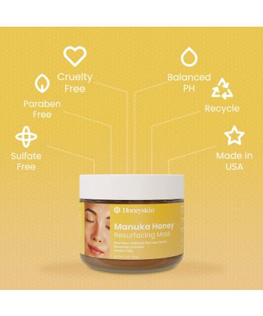 Honeyskin Bentonite Clay Face Mask with Manuka Honey - Gentle Exfoliator for Acne Prone & Dry Skin - Hydrating Facial Mask w/ Pore Minimizer - Deep Cleanser (3oz) - Buy Online on GoSupps.com
