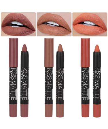 3 Colors Moisture Smooth Longwear Lipstick Pack Set Matte Color Stick Ultimate Lip Crayon for Makeup Collection - Nourishing Lipstick with a Matte Finish Waterproof Velvet Lipgloss Lip Stain (08 17 19) set03