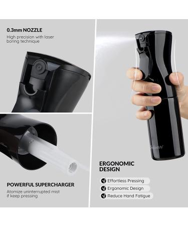 Segbeauty 5.4oz Continuous Barber Hair Spray Bottle - Fine Mist Sprayer for Salon Watering - Refillable Mister in Black - Buy Online on GoSupps.com
