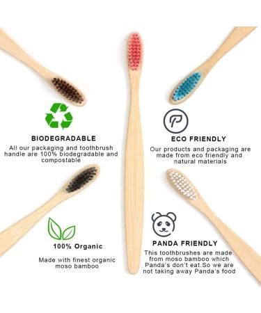 Bamboo Toothbrushes - 10 Pack Soft Bristles for Adults & Kids | Eco-Friendly Family Travel Gift | Multicolor - Buy Online on GoSupps.com