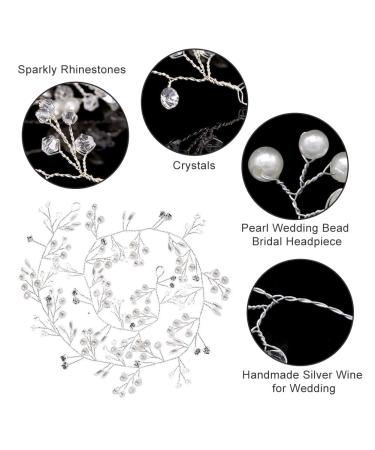 50cm Wedding Hair Jewelry | Vintage Silver Floral Headdress & Pearl Hair Band for Brides - Buy Online on GoSupps.com