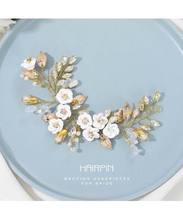 Unicra Flower Bride Wedding Hair Vine Gold Crystal Bridal Headband Leaf Headpiece Hair Accessories for Bridesmaid and Women Gold Silver Rose - Buy Online on GoSupps.com