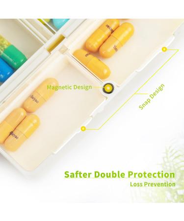 Daily Pill Organizer - Portable Travel Case for Vitamins Medications & Supplements - Magnetic Design Dustproof & Damp Proof - Apricot Color - Buy Online on GoSupps.com
