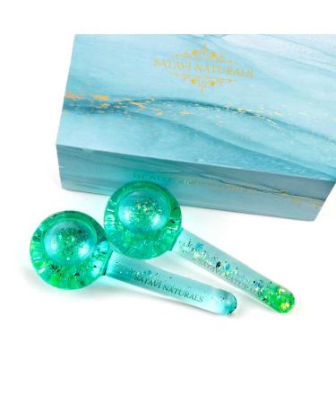 Beauty Ice Globes for Facials - 2 Cooling Ice Roller Balls for Face Massage & Skin Care Spa - Freezer Safe Cold Face Globes That Tightens Skin  Reduces Puffiness and Headaches  Enhances Circulation