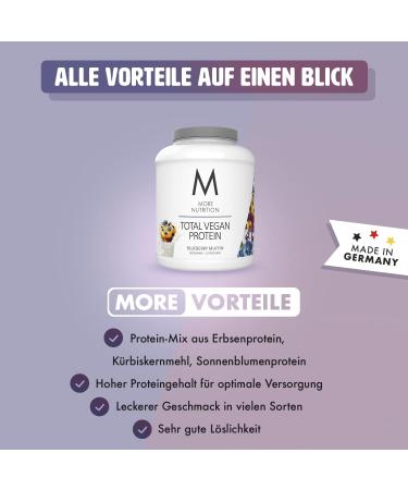 Buy MORE NUTRITION Total Vegan Protein - Blueberry Muffin - 600g | Plant-Based Protein Powder for Optimal Nutrition - Buy Online on GoSupps.com