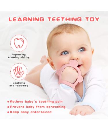 Vicloon Baby Silicone Teething Rings - BPA-Free Lion Bite Toys for 3+ Months - 2PCs Set in Pink - Dental Aid & Massage - Buy Online on GoSupps.com
