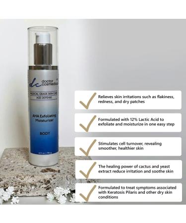 Doctor Cosmedical AHA Exfoliating Moisturizer | 12% Lactic Acid Exfoliate & Moisturize | Alpha Hydroxy Acid Exfoliating Face Cream | Lactic Acid Cactus & Yeast Extract Moisturizer| 6.0 Oz / 196g - Buy Online on GoSupps.com