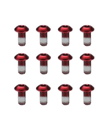 Bynccea Bike Disc Brake Rotor Bolts 12-PCS,M5x10mm Bicycle Rotors Screw for MTB,Road Mountain Bike Red